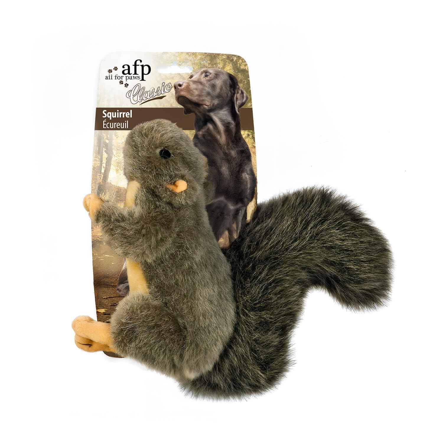 ALL FOR PAWS Pet Squirrel Plush Dog Toys With Squeaker, Small Size (Squirrel)