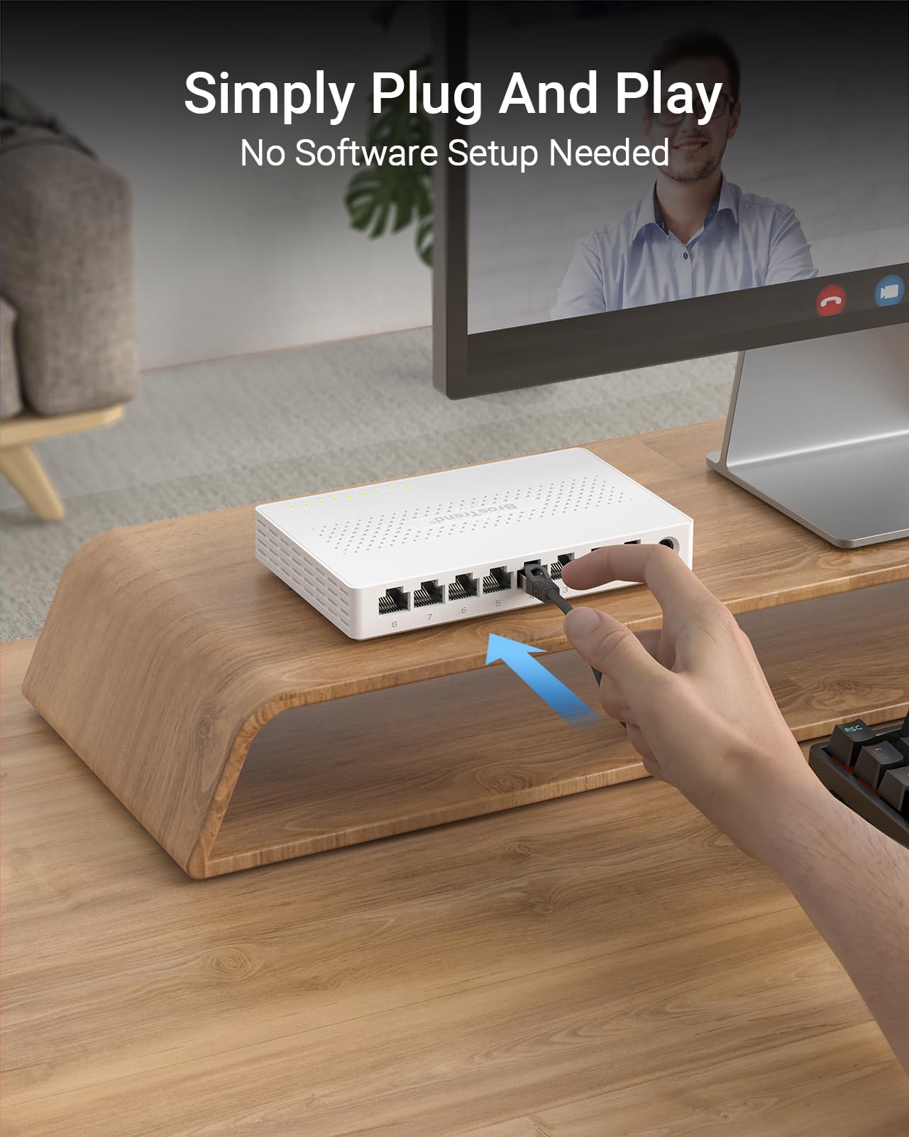 BrosTrend 8x 2.5-Gigabit Ports Ethernet Netzwerk Switch, 2.5 Gbit/s Unmanaged LAN Switch 8 Port für Home oder SOHO-Netzwerke (Lüfterlos Desktop/Wandmontage Plug-and-Play, Lifetime-Schutz) LAN Splitter 5