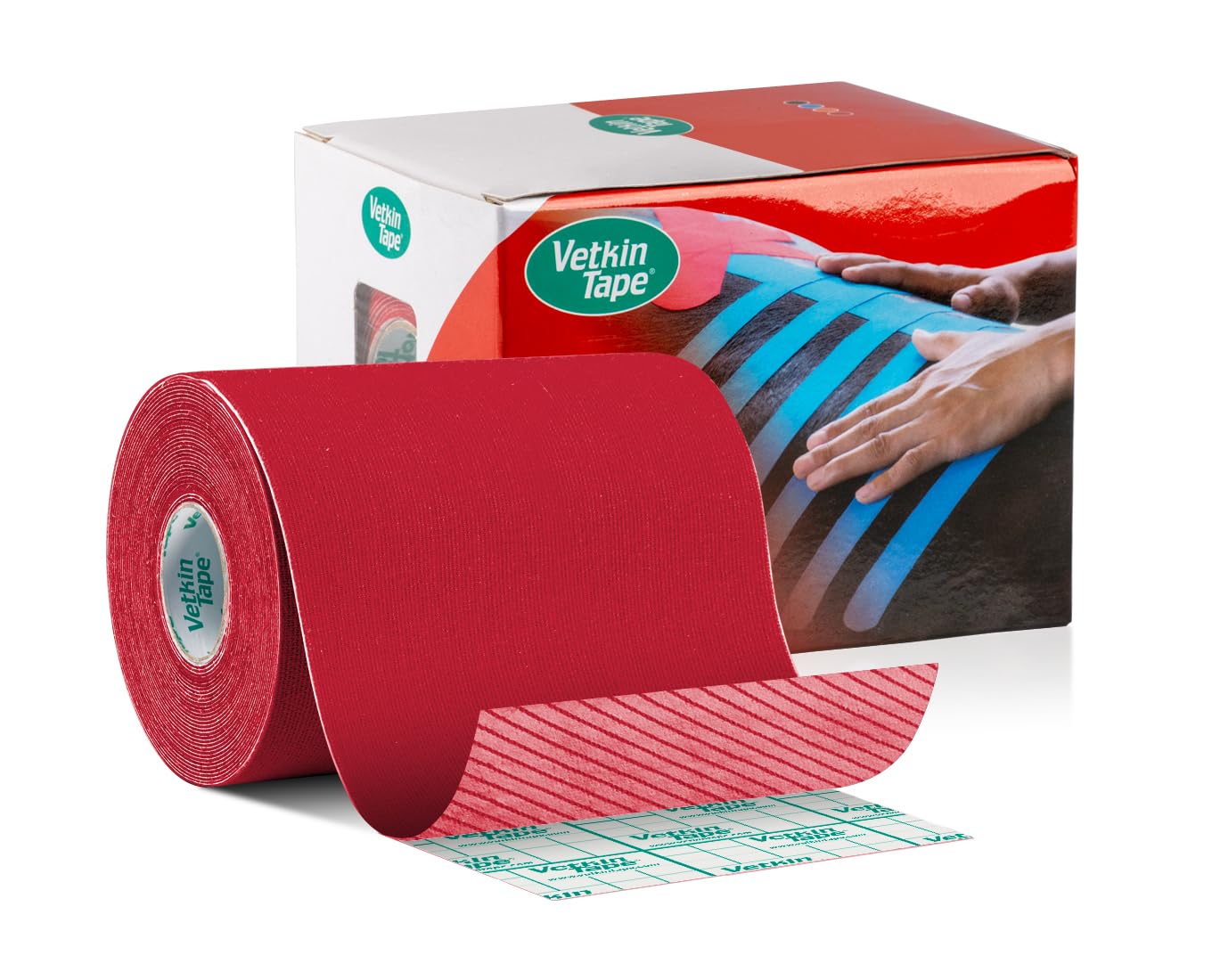 VetkinTape® Veterinary Kinesiology Tape 10cm-5m (4" inch) | Taping for Horses & Dogs | Equine & Canine kinesiotape | Latex Free and TÜV Quality Mark Certified | Pack of 1 roll | Red