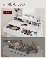 VASAGLE KAILYN Dressing Table with Mirror LED Light 2 Drawers White view 9