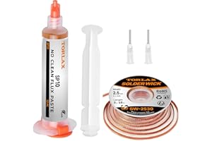 TORLAX Desoldering Wick & Soldering Flux Paste - No-Clean High-Temp Resistant Solder Removal Tools for Precision Electronics 
