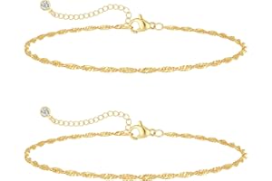 koperin Anklet for Women Silver Layered Sequin Anklet for Women Delicate Satellite Moon Figaro Anklet 3pcs Waves Anklet for W