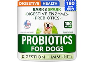 Probiotics for Dogs - Gas, Diarrhea, Allergy, Constipation, Upset Stomach Relief, w/Digestive Enzymes + Prebiotics - Chewable