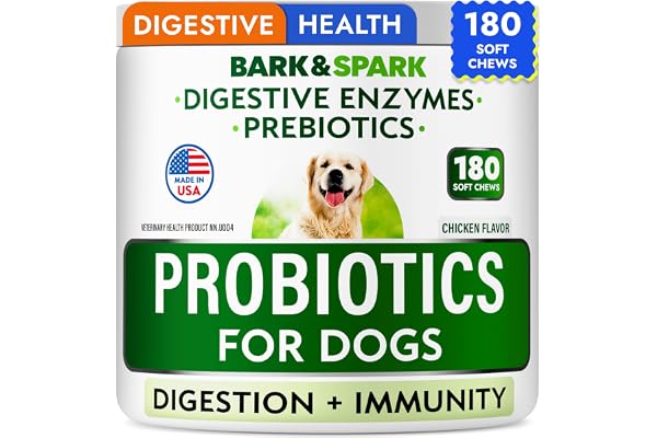 Probiotics for Dogs - Gas, Diarrhea, Allergy, Constipation, Upset Stomach Relief, w/Digestive Enzymes + Prebiotics - Chewable
