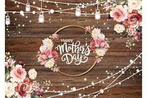 CYLYH 7x5ft Mother's Day Backdrop Mother's Day Brown Wooden Plank Backdrop Mother's Day Floral Photography Background Mother's Day Party Backdrop