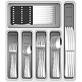 49-Piece Silverware Set with Organizer, Stainless Steel Flatware Utensils Set for 8, Forks and Spoons Silverware Set Cutlery Set with Steak Knives, Dishwasher Safe