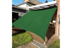 KANAGAWA Sun Shade Sail 10'x13' Dark Green Rectangle UV Block Canopy Awning Shelter Fabric Cloth Screen for Outdoor Patio Garden Backyard