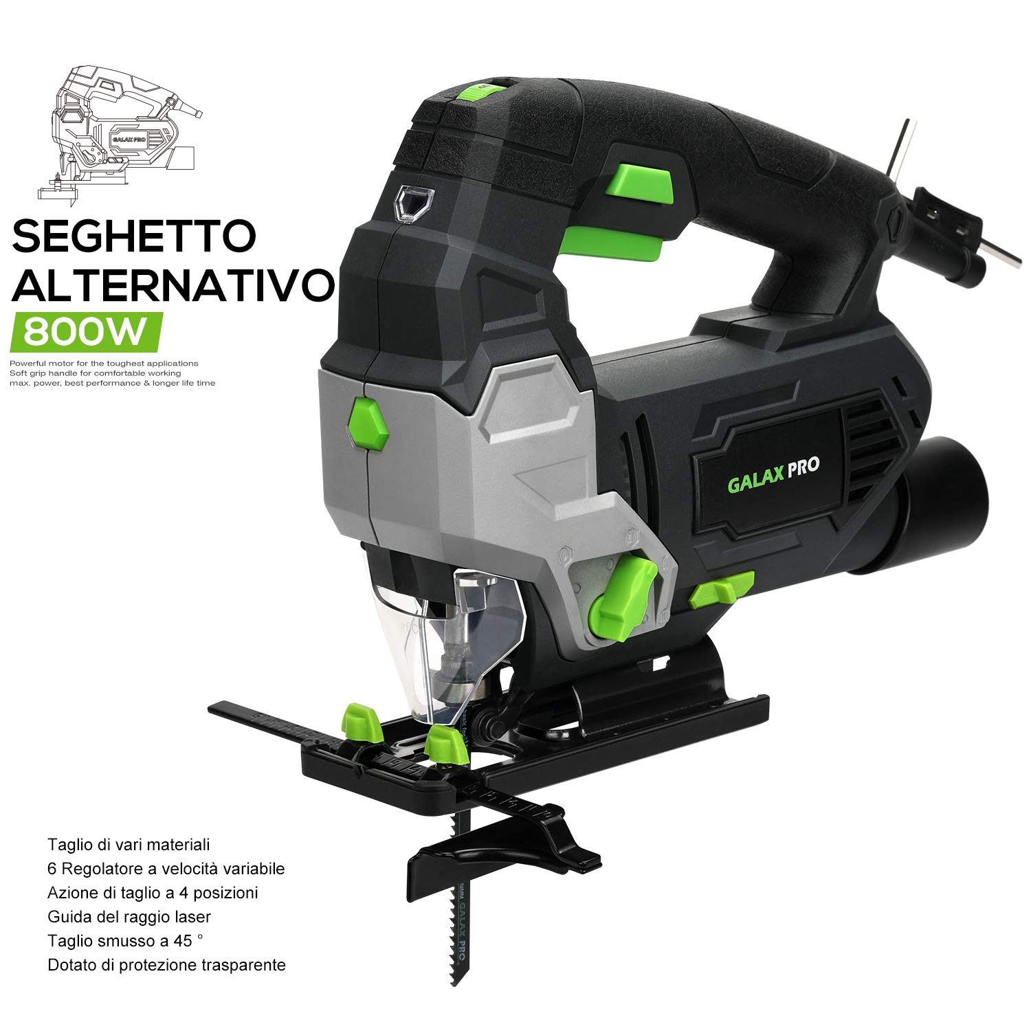 Guida Laser Galax Pro 800w 3000rpm 6 Velocità Regolabili