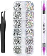 CANVALITE 1500PCS Rhinestones 6 Sizes Flat Back Gems Nail Art Kit with Tools view 1