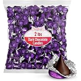 Dark Chocolate Kisses, 2 LB Bulk Individually Wrapped Purple Foil Candy of Hershy Kisses Chocolate for Baking and Everyday Treats, Purple Candy Bulk That Adds Color and Flavor to Any Occasion
