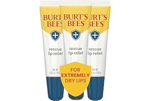 Burt's Bees Lip Balm Stocking Stuffers, Moisturizing Lip Care Christmas Gifts, Rescue Relief - Relieves Extremely Dry Lips with Moisturizing Shea Butter & Echinacea, Natural Origin Treatment (3-Pack)