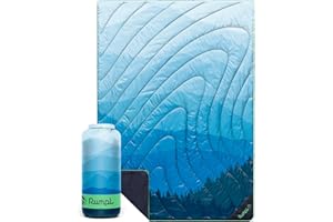 Rumpl Original Puffy Blanket - Warm, Water-Resistant Camping Blanket with 100% Recycled Synthetic Insulation, 52"x75", Original Puffy V2, Blue Ridge Fade