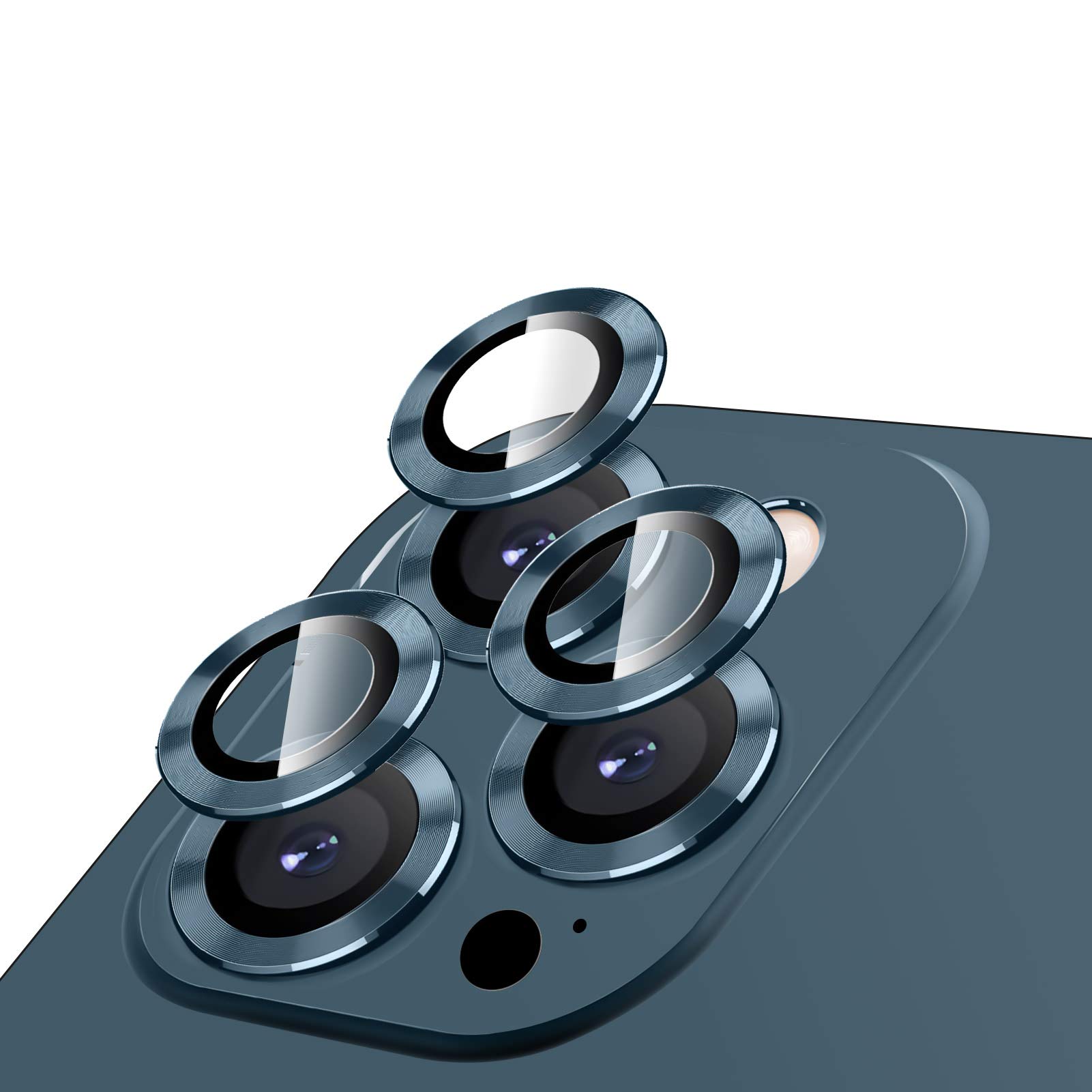 Camera Lens Protector for iPhone 12/11/Pro/Max/Mini,LucBuy Premium HD Tempered Glass Aluminum Alloy Individual Ring Circle Lens Screen Cover Film,Anti-Scratch Easy Installation Lens Protector Sticker