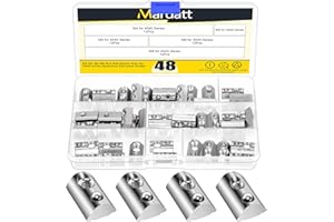 Mardatt 48Pcs 4040 Series M4 M5 M6 M8 Roll in Spring T Nuts, Roll in T Nuts with Ball Spring, Carbon Steel Half Round T Slot 
