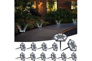 INOVA LIGHTING Solar Ground Lights, 12 Packs Waterproof Solar Garden Lights, In-Ground Outdoor Landscape Lighting for Patio,Lawn,Yard,Pathway,Patio,Walkway (Cold Light, 12 Pack New)