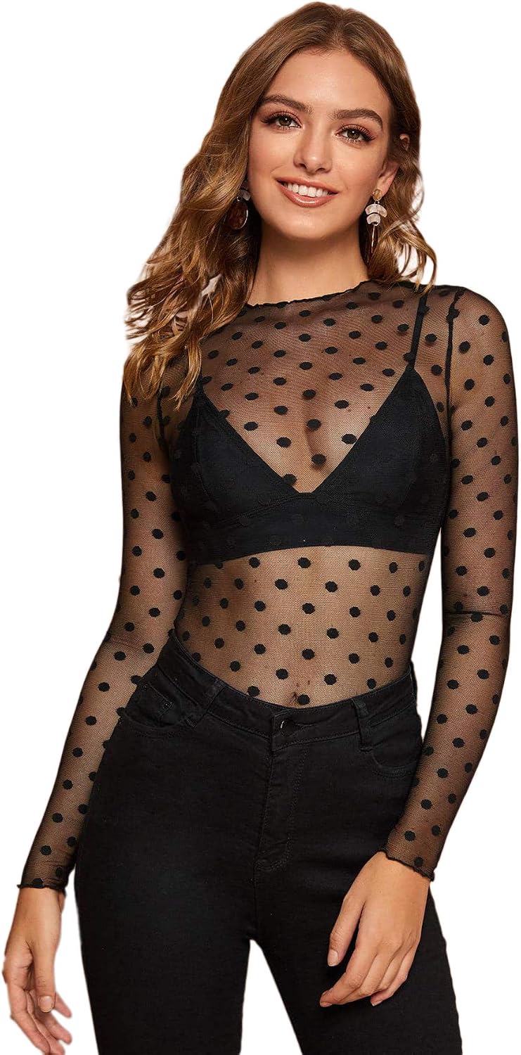 Sheer Spotty Top Clearance, 56% OFF 