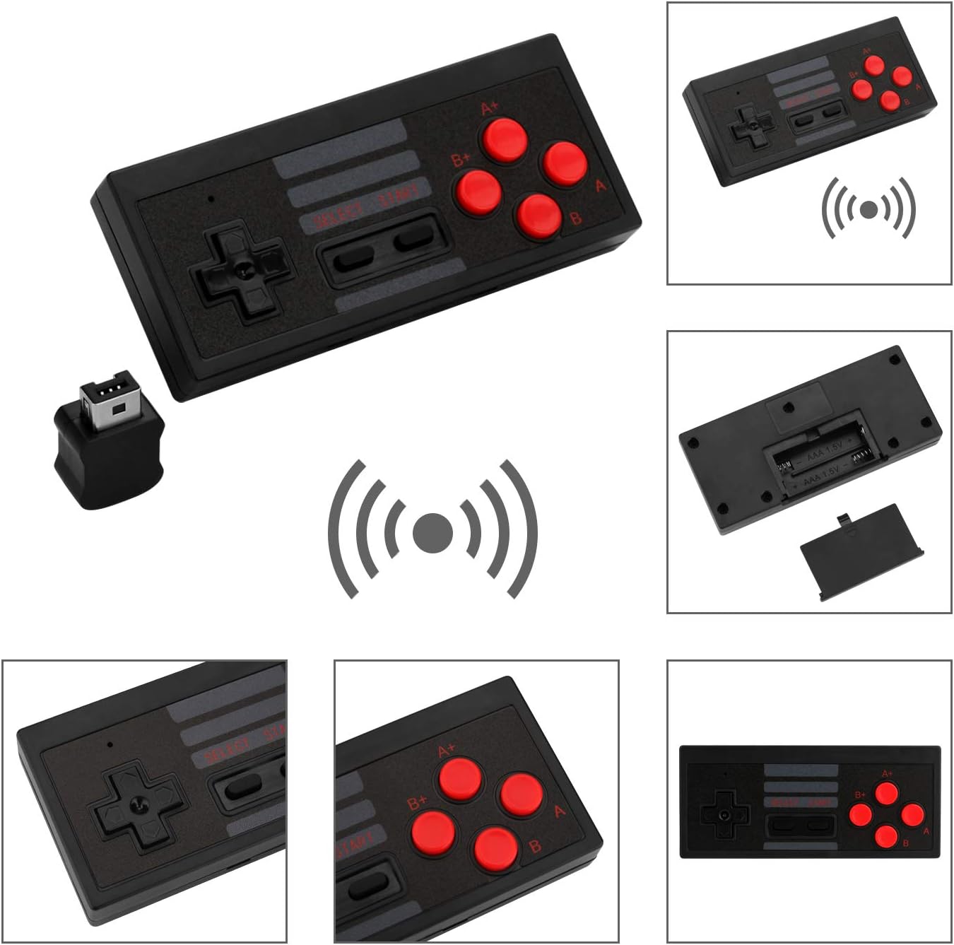2PCS Wireless Game Controller, AGPtEK 2.4G Wireless Gamepad for NES Classic Edition, Wireless Joypad with 2 Receiver for Classic Gaming System: Computers & Accessories