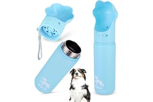 Gulp by Duna 18oz Dog Travel Water Bottle with Paw-Shaped Bowl – Insulated Stainless Steel, Leakproof & Portable with Carry Strap – Outdoor Walking, Hiking & Pet Hydration On-The-Go – Blue