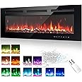 EUHOMY 40 Inch Electric Fireplace Wall Recessed and Wall Mounted with Adjustable Flame Color, Fireplace Heater with Remote Control, Linear Fireplace with Timer, Touch Screen, Log & Crystal, 750/1500W