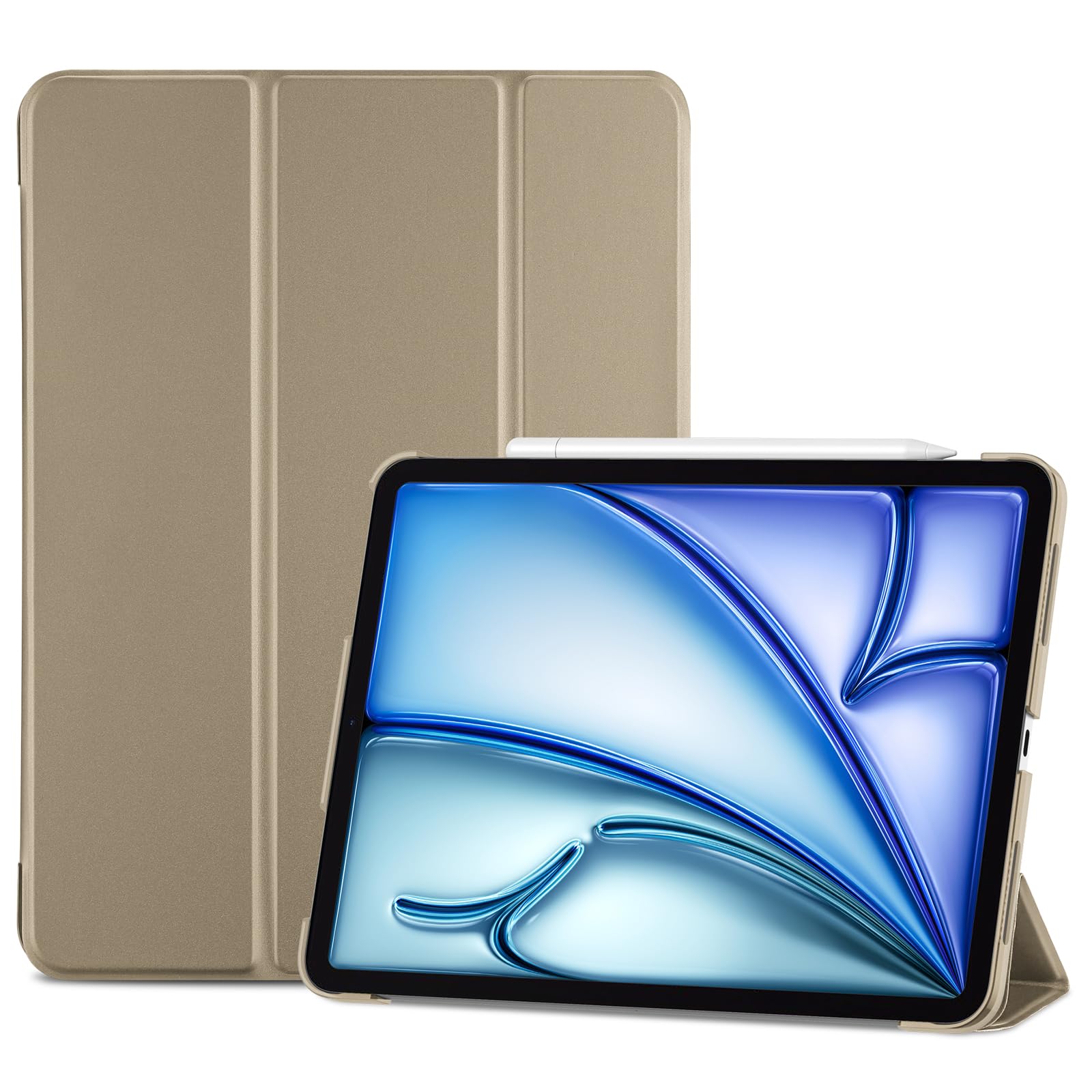 ProCase Smart Case for iPad Air 11-inch M4 (2026, 8th Gen) / M3 (2025) / M2 (2024) & 10.9 Inch iPad Air 5th (2022) & 4th (2020) – Protective Hard Back Cover with Auto Sleep/Wake - Starlight