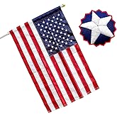 American Flag for outside 2.5x4 Ft Pole Sleeve Banner Style. Embroidered Stars, Sewn Stripes, NO Grommets, UV Protected, 210D Polyester USA US Outdoor Indoor Flag, usa us flag for outside. (Pole NOT Included)