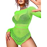 Kaei&Shi Sexy Hollow Rave Outfits, Fishnet Bodysuit Fits 0-18, Sheer Lace Glow Party Tops, Festival Mesh Plus Size For Women