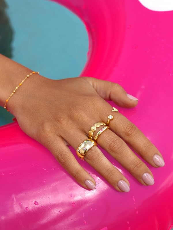 Anello da donna Curve Rainbow Placcato Oro
