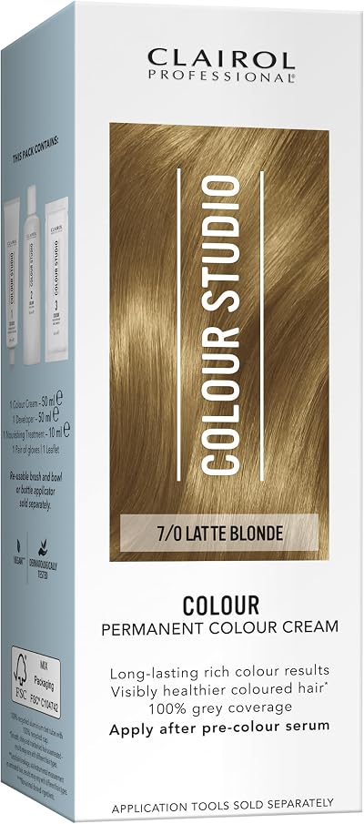 Clairol Colour Studio Permanent Colour Cream Latte Blonde 7/0 I 50ml Kit