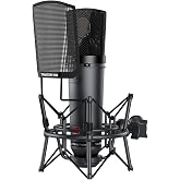 TAKSTAR SM-10 Cardioid Condenser Studio Mic with 34mm Gold Plated Diaphragm | 20Hz-20KHz Response, 140dB SPL, -10dB &amp; 100Hz Low-Cut, Ultra-Low Noise &le;20dBA, Shock Mount &amp; Pop Filter, 48V Required