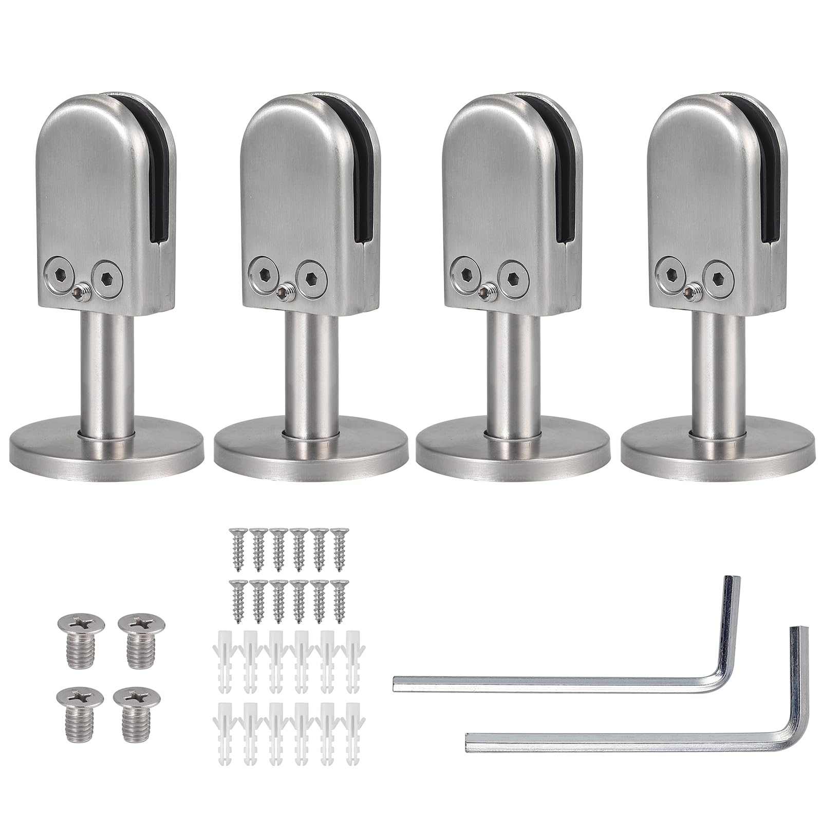 Proster Glass Clamp 4PCS 6-7mm Glass 40mm Rod Stainless Steel Balustrade Stair Clamps Adjustable for Staircase Brackets Handrail Fence
