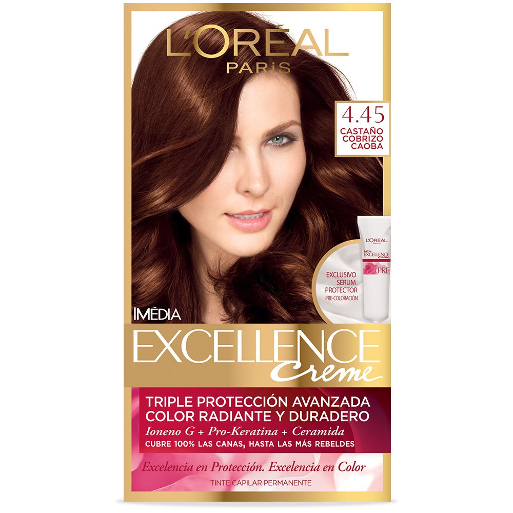 Tinte Excellence Loréal Paris445 Castaño Cobrizo Caoba
