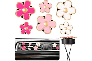 HI.FANCY 6 Pieces Car Decorations Cute Daisy Flower Air Vent Clip Air Conditioning Outlet Clip Car Cute Car Accessories Interior Decor Charm Car Accessories for Women Girls