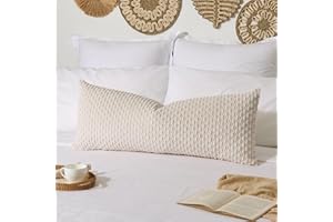 K KEVIN TEXTILE Kevin Textile 14x36 Inch Long Lumbar 1 Pack Boho Decorative Throw Pillow Cover Soft Striped Corduroy Rectangle Cushion Case Farmhouse Solid Color Accent for Living Room Couch Sofa Bed, Cream White