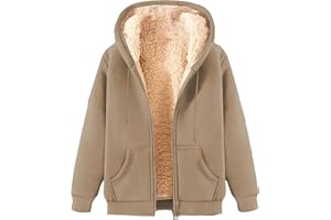 MaMiDay Fleece Lined Hoodies for Men Women Zip Up Jacket Sherpa Comfort Sweatshirts Winter Warm Cozy Coats with Pockets