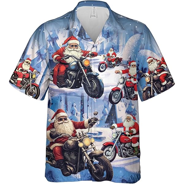 VISESUNNY Men's Hawaiian Shirt - Christmas Buffalo & Red Truck Print Aloha Beach Shirt