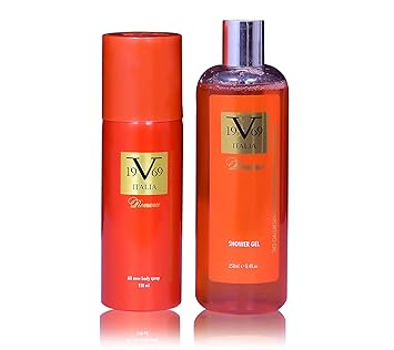 Italia V 19.69 ROMANCE Gift Set For Men & Women (All Over Body Spray and Body Wash)