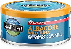 Wild Planet Wild Albacore Tuna, No Salt Added, Canned Tuna, Sustainably Wild-Caught, Non-GMO, Kosher, Gluten Free, Keto and P
