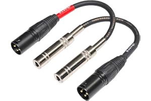 Suanqi XLR Male to 1/4 inch TRS Female Adapter Cable, 6 inch, 2 Pack (XLR Male to TRS Female)