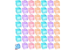 50 Pcs Mini Ice Cube Squeeze Toys, Ice Cube Stress Ball, Squeeze Fidget-Toy, Mini Size Cube Sensory Squeeze Ball Toys for Anx
