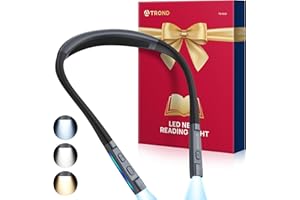 TROND LED Neck Reading Light, 3 Color 3 Brightness Book Light for Reading in Bed, 1000mAh Rechargeable Lamp, Flexible Arm with Outdoor Warning Lamp, Eye-Caring for Crochet, Travel, Book Lovers Gifts