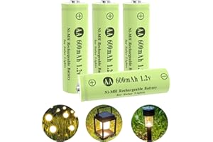 Porvoo AA Ni-MH 600mAh 1.2V Rechargeable Batteries, AA Solar Batteries for Outdoor Solar Lights, Garden Lights, String Lights (4Pack AA)