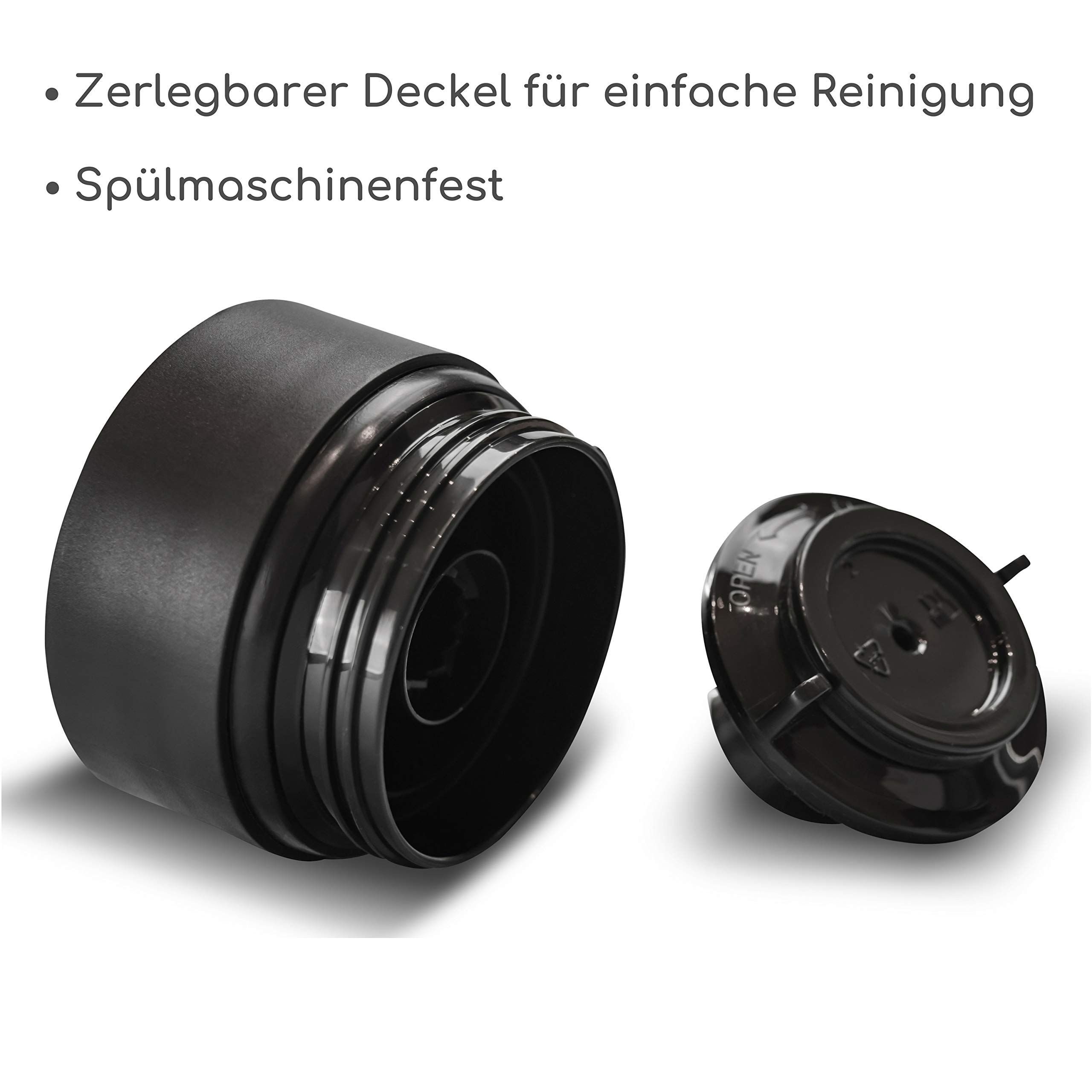 Milu Thermobecher to go 450ml - 100% Auslaufsicher - Isolierbecher aus Edelstahl - Autobecher - Trinkbecher doppelwandig - Kaffeebecher to go Thermo - Reisebecher (Schwarz)