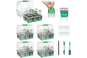 YJXFON 30 XL Cells Reusable Seed Starter Tray with Soft Silicone Cells, 5 Pack Seed Starter Kit for Greenhouse Propagator Station Planting Growing (Clear)