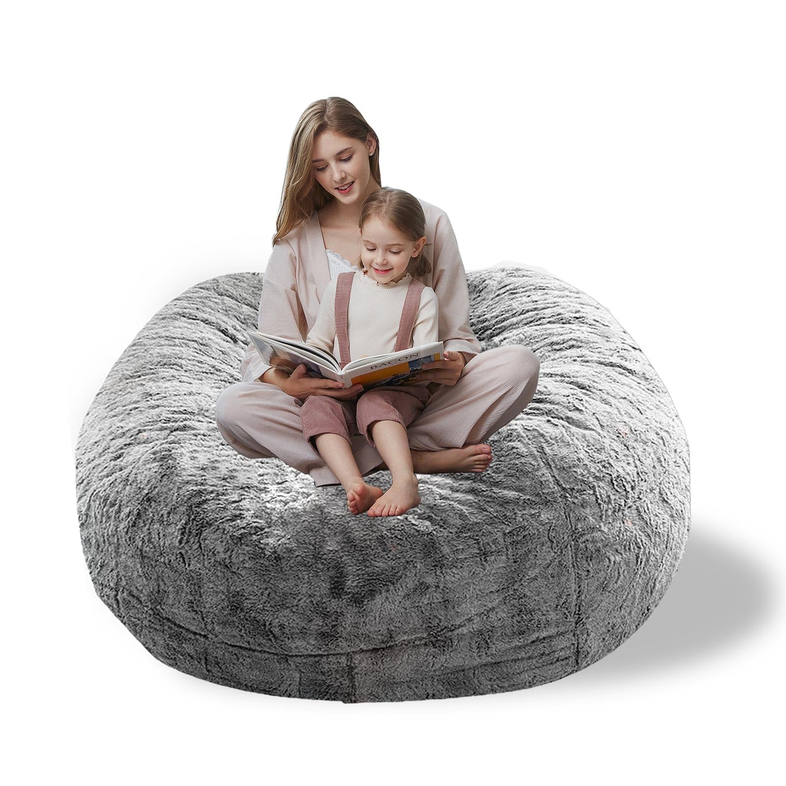 Photo 1 of *See Clerk Notes*
Storage Bean Bag Chair Cover(No Filler) for Organizing Plush Toys Or Textile?Pv Fleece Washable Large Bean Bag Chairs Cover for Adults for Living Room Bedroom Furniture (Light Grey, 4FT)