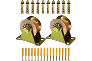 HENBOW Pulley Wheel 2" Rope Cable Pulley Block U-Type Groove Heavy Duty Pulley Alloy Steel Wall Mount Silent Detachable Duplex Bearings Small Pulley Wheel for Lifting Material Handing and Moving