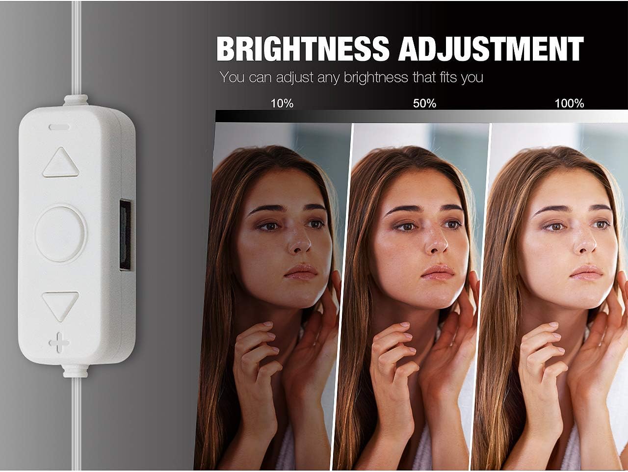 Vanity Mirror Lights Kit, LED Lights for Mirror with Dimmer and USB Phone Charger, LED Makeup Mirror Lights Kit Hollywood Style Lighting Fixture Strip 6500k for Bathroom Dressing Room Vanity Table - - 