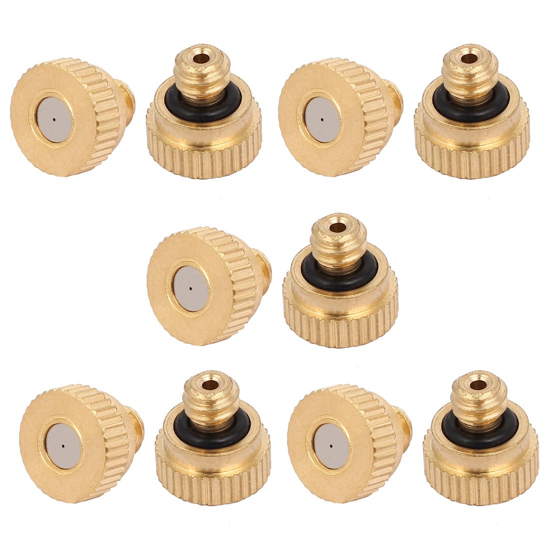 Sourcingmap 0.3mm Orifice Dia 9mm Long Brass Mist Nozzle Gold Tone 10pcs