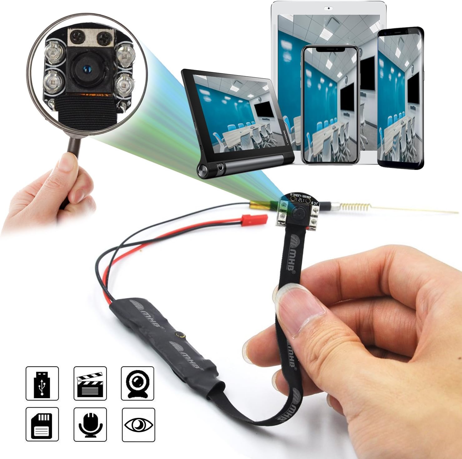 MMHB Full HD 1080P Night Vision WiFi Spy Camera Controlled Through Mobile Within 50 feet,Mini WiFi Night Vision Camera Series 4 /Nanny Cam Remote View/Motion Detection for Home/Office,Support Android