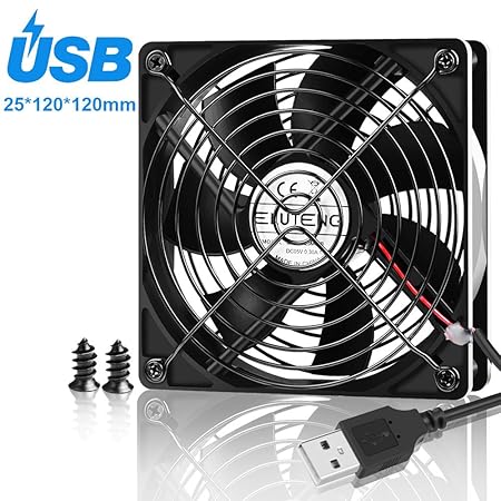 ELUTENG Lüfter USB 120mm Gehäuselüfter mit USB Mini Ventilator DC 5V Fan für Router TV Box PS4 PS3 Xbox Game Box PC Computer 