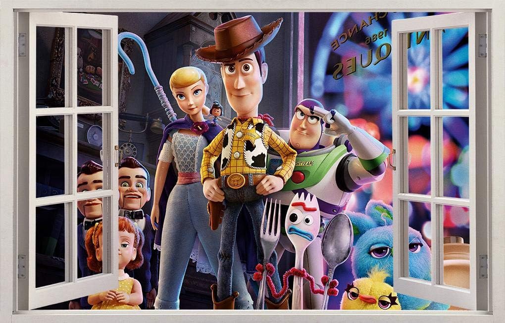TWIN ZONE Toy Story 4 Buzz Lightyear Woody 3D Window Decal Wall Sticker Art Mural W085, Huge